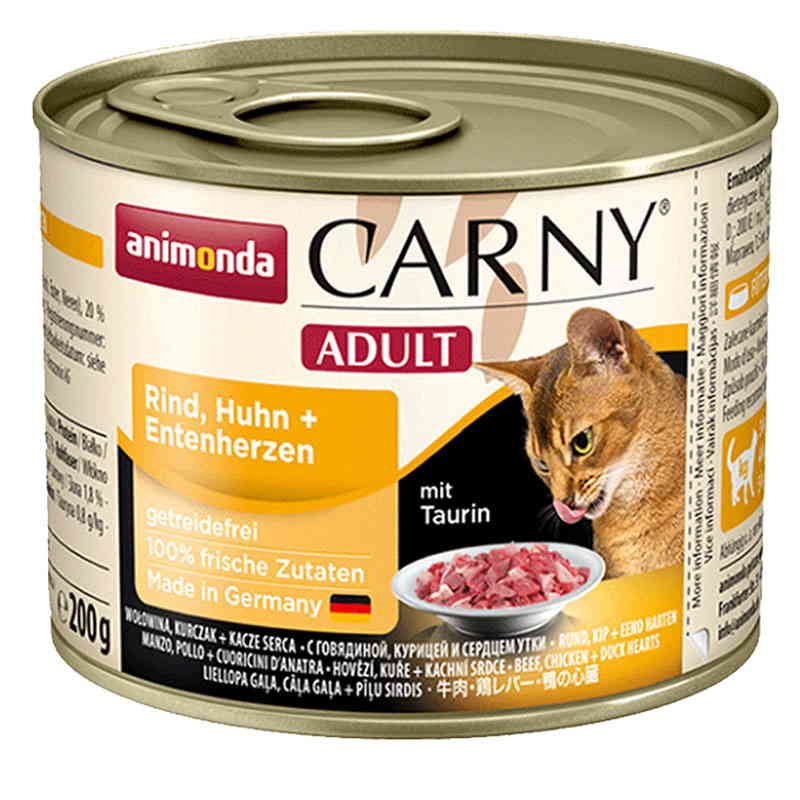 Animonda (Анимонда) Carny Adult - Консервированный корм с говядиной, курицей и сердцем утки для взрослых котов (рубленное мясо) (200 г) в E-ZOO