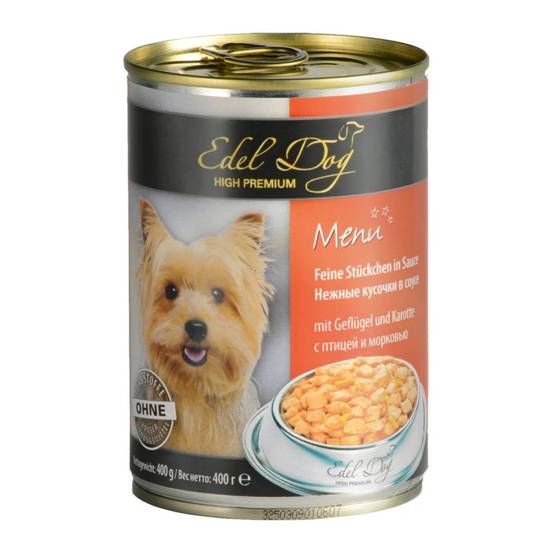 Edel Dog (Эдель Дог) Menu - Консервированный корм с птицей и морковью для собак (400 г) в E-ZOO