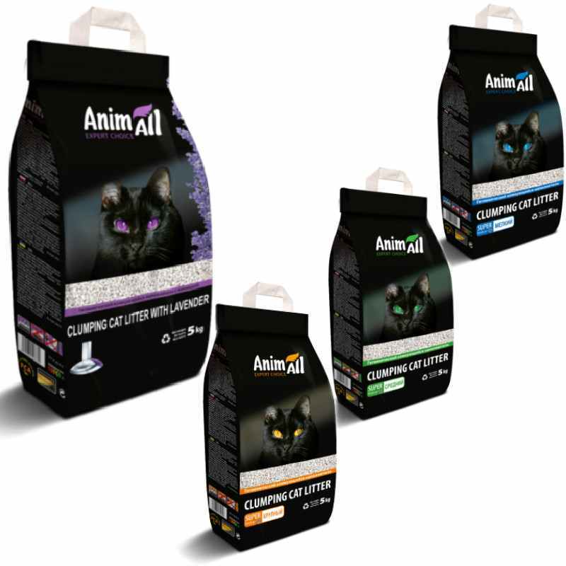 AnimAll (ЭнимАлл) - Наполнитель бентонитовый для кошачьих лотков (5 кг Natural, medium) в E-ZOO