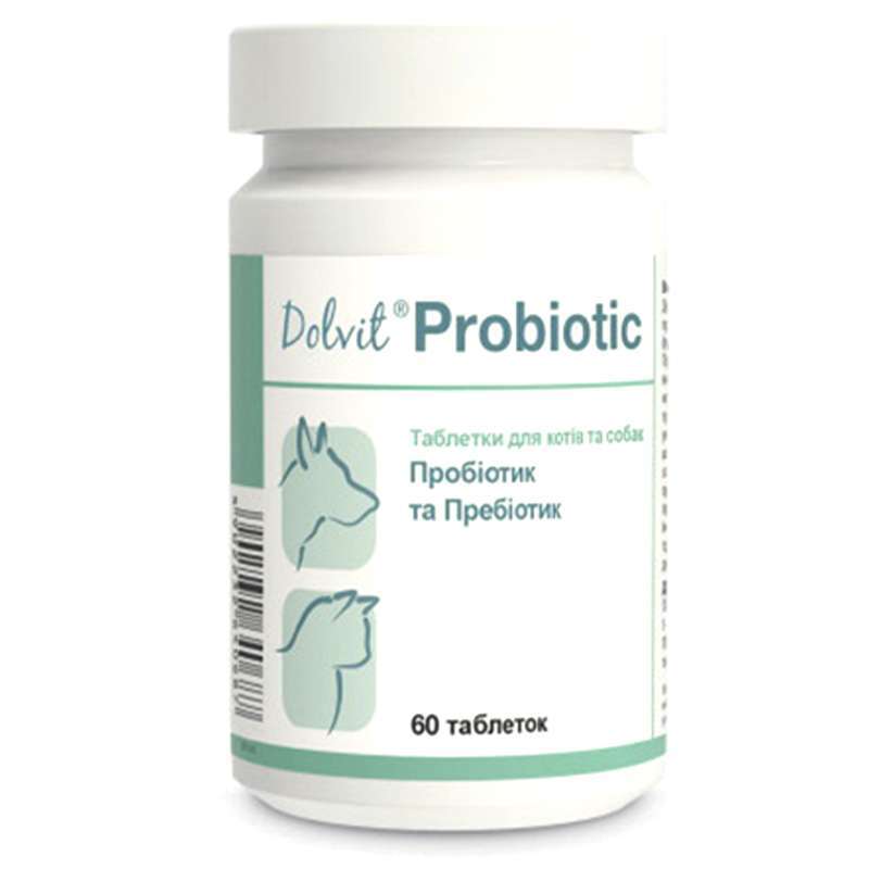 Dolfos (Дольфос) Dolvit Probiotic - Комплекс вітамінів і мікроелементів Долвіт Пробіотик для собак і котів проти дисбактеріозу (60 шт./уп.) в E-ZOO