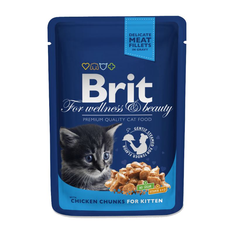 Brit Premium (Бріт Преміум) Cat Pouches Chicken Chunks for Kitten - Пауч з куркою для кошенят (100 г) в E-ZOO