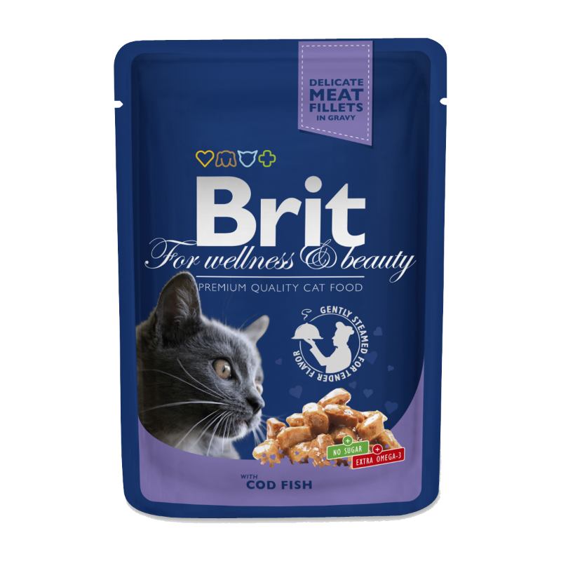 Brit Premium (Брит Премиум) Cat Pouches with Cod Fish - Пауч с треской для кошек (100 г) в E-ZOO