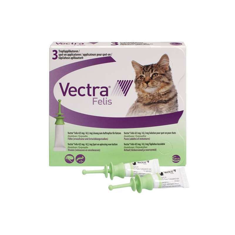Vectra (Вектра) Felis Spot-on by Ceva - Противопаразитарные капли на холку Вектра Фелис от блох и клещей для котов и кошек (0,6-10 кг (3 шт./уп.)) в E-ZOO