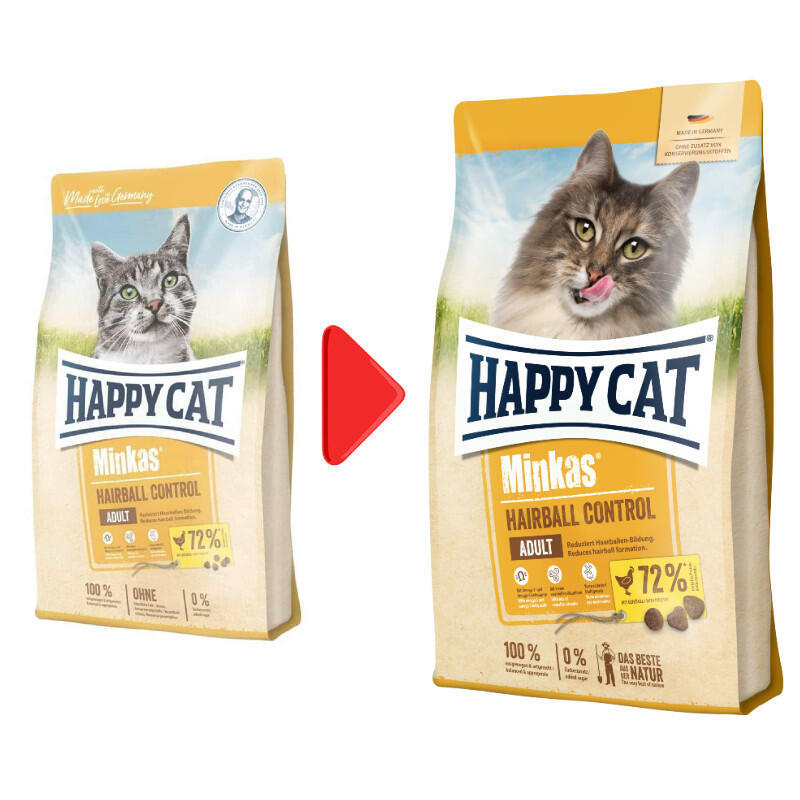 Happy Cat (Хэппи Кэт) Minkas Hairball Control - Сухой корм для взрослых кошек с птицей, контроль за образованием комков шерсти в ЖКТ (4 кг) в E-ZOO