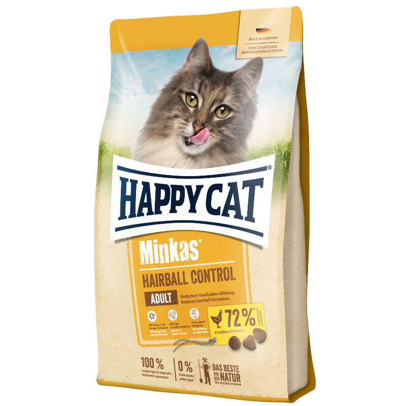 Happy Cat (Хэппи Кэт) Minkas Hairball Control - Сухой корм для взрослых кошек с птицей, контроль за образованием комков шерсти в ЖКТ (4 кг) в E-ZOO