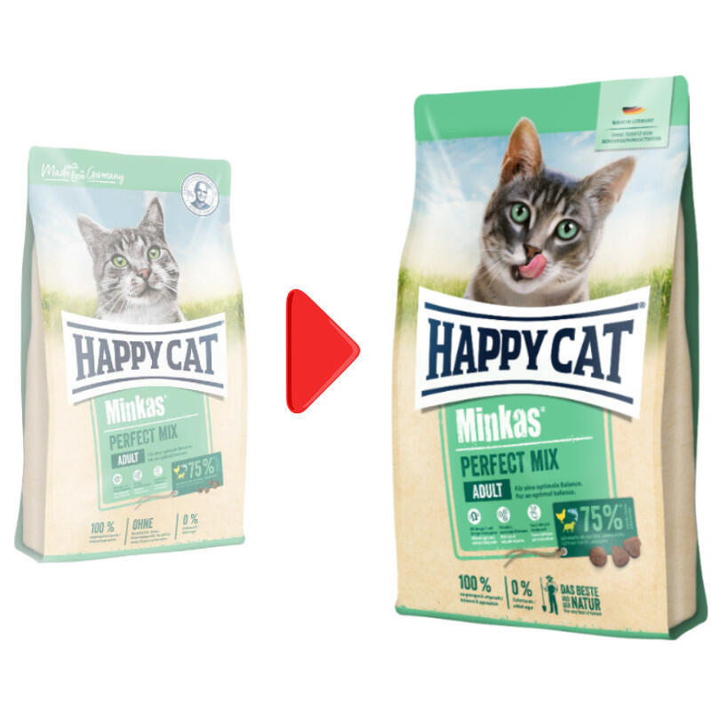 Happy Cat (Хэппи Кэт) Minkas Perfect Mix - Сухой корм с курицей, рыбой и ягненком для взрослых кошек (4 кг) в E-ZOO