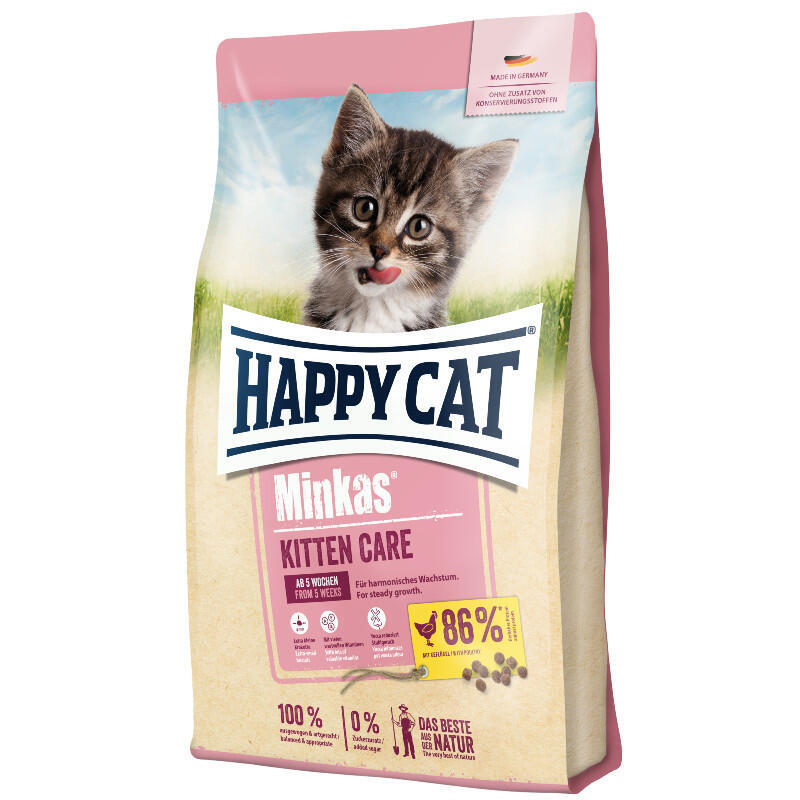 Happy Cat (Хэппи Кэт) Minkas Kitten Care - Полнорационный сухой корм с птицей для котят (1,5 кг) в E-ZOO