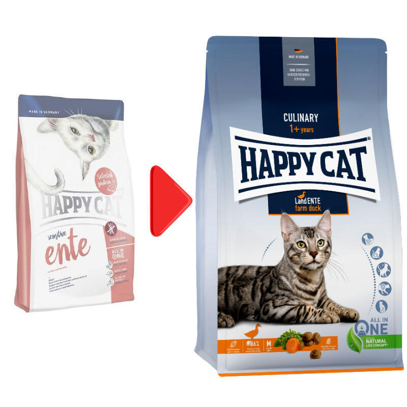 Happy Cat (Хеппи Кэт) Culinary Adult Land-Ente - Сухой корм с уткой для котов с чувствительным пищеварением (4 кг) в E-ZOO