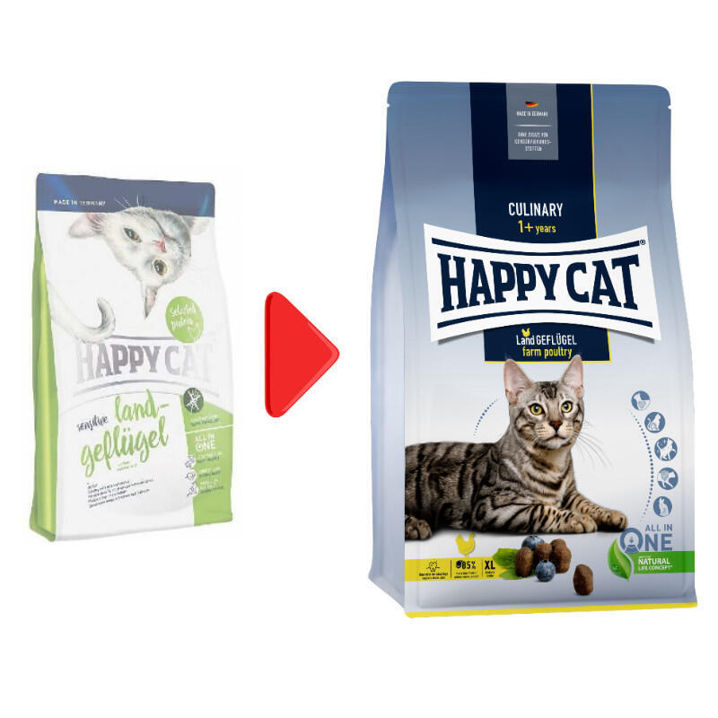 Happy Cat (Хеппи Кэт) Culinary Adult Land-Geflugel - Сухой корм с курицей для котов с чувствительным пищеварением (300 г) в E-ZOO