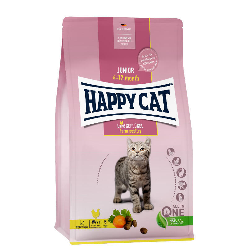 Happy Cat (Хеппи Кэт) Young Junior Land-Geflugel - Сухой корм с птичьим мясом для котят в возрасте от 4 до 12 месяцев (10 кг) в E-ZOO