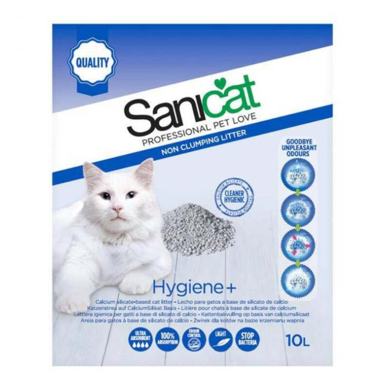 Sanicat (Саникет) Hygiene - Впитывающий наполнитель для кошачьего туалета, белые и легкие гранулы (10 л) в E-ZOO