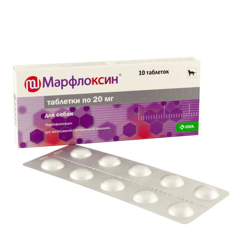 Marfloxin (Марфлоксин) by KRKA - Антибактеріальні таблетки для собак і котів (80 мг (12 таб.)) в E-ZOO