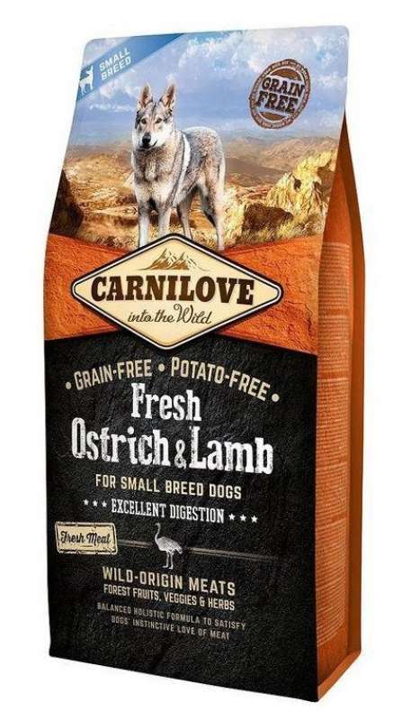 Carnilove (Карнілав) Fresh Ostrich & Lamb for Small Breed Dogs - Сухий корм з м'ясом страуса і ягняти для дорослих собак малих порід (1,5 кг) в E-ZOO