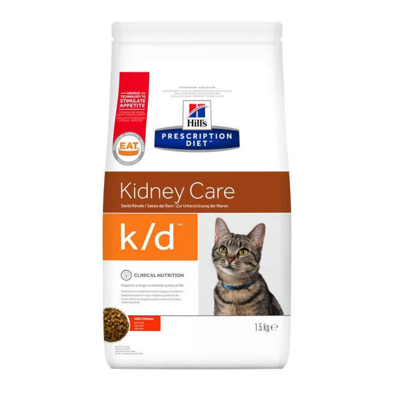 Hill's (Хіллс) Prescription Diet k / d Kidney Care Chicken - Корм-дієта з куркою для котів із захворюваннями нирок та серця (1,5 кг) в E-ZOO