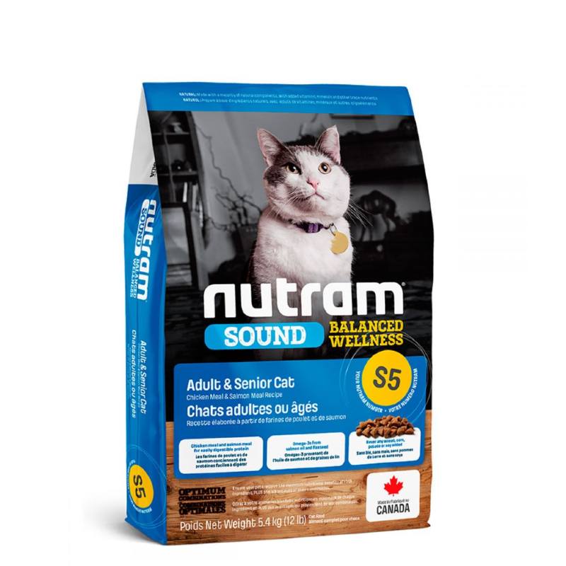 Nutram (Нутрам) S5 Sound Balanced Wellness Natural Adult&Senior Cat - Сухой корм с курицей и лососем для взрослых/пожилых котов (1,13 кг) в E-ZOO