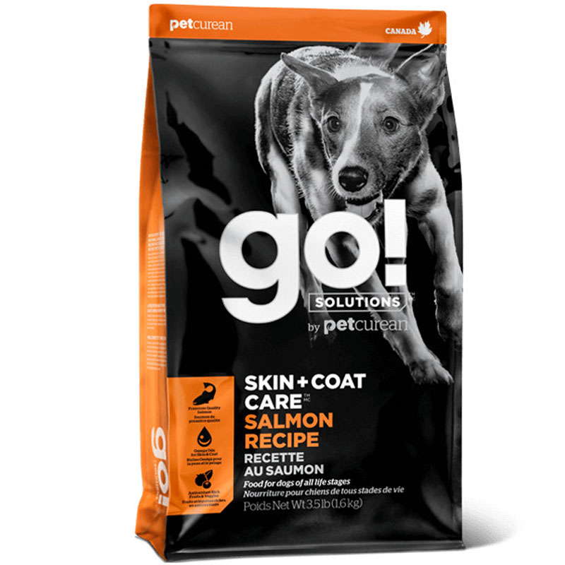 GO! (Гоу!) SOLUTIONS Skin + Coat Care Salmon Recipe (22/12) - Сухий корм з лососем і вівсянкою для цуценят і дорослих собак, турбота про шкіру і вовну (1,59 кг New!) в E-ZOO