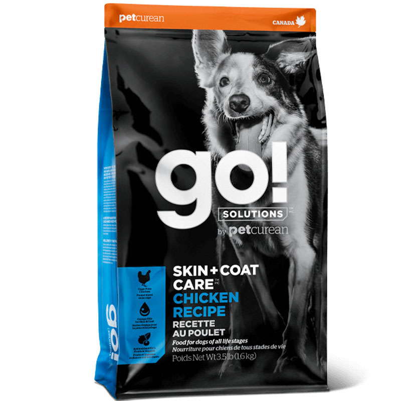 GO! (Гоу!) SOLUTIONS Skin + Coat Care Chicken Recipe (22/14) - Сухой корм с курицей и овсянкой для щенков и взрослых собак, забота о коже и шерсти (11,34 кг New!) в E-ZOO