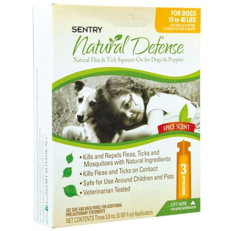 Sentry Natural Defense (Сентри Нейчерс Дефенс) Flea & Tick Squeeze-on for Dogs & Puppies - Противопаразитарные капли на холку от блох и клещей для собак и щенков (до 7 кг) в E-ZOO