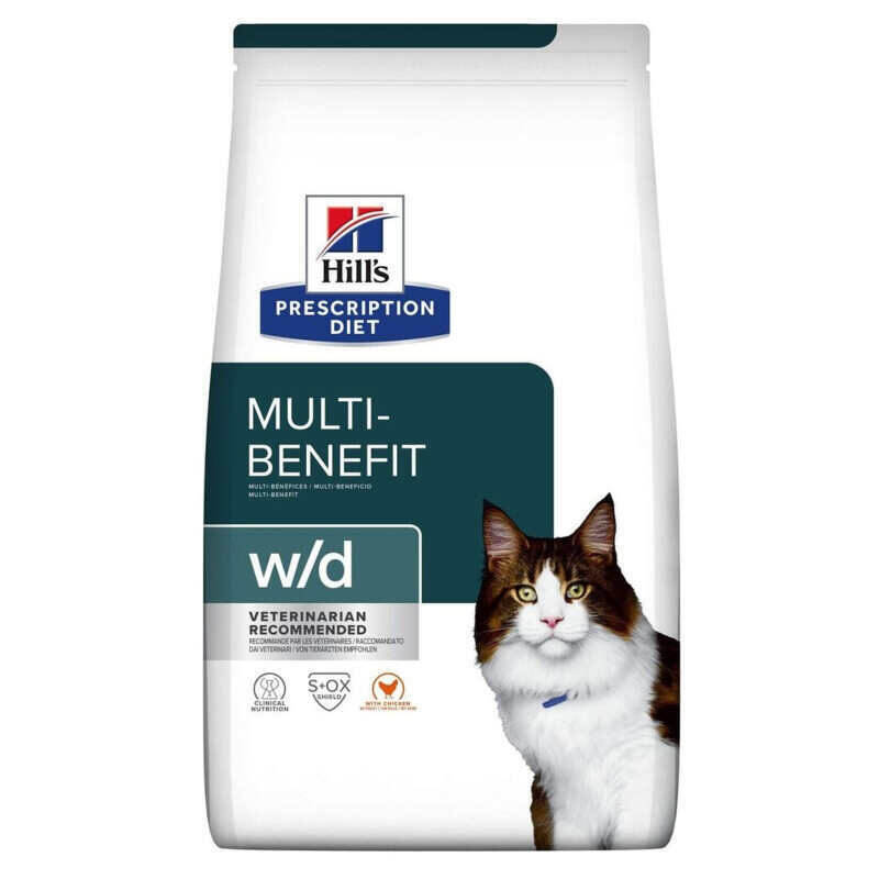 Hill's (Хиллс) Prescription Diet w/d Multi-Benefit (Digestive/Weight Management) - Корм-диета с курицей для кошек с проблемами пищеварения и избыточным весом (3 кг) в E-ZOO