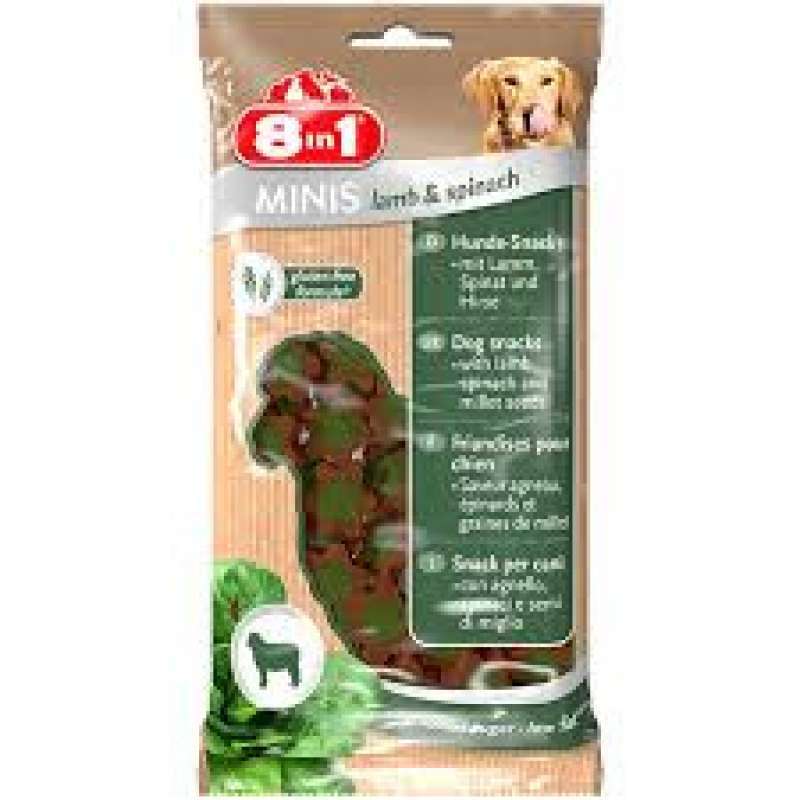 8in1 (8в1) Minis Lamb & Spinach - Ласощі для собак з ягням і шпинатом (100 г) в E-ZOO