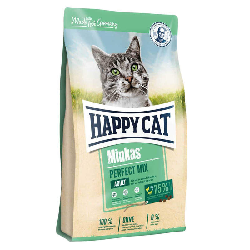 Happy Cat (Хэппи Кэт) Minkas Perfect Mix - Сухой корм с курицей, рыбой и ягненком для взрослых кошек (500 г) в E-ZOO