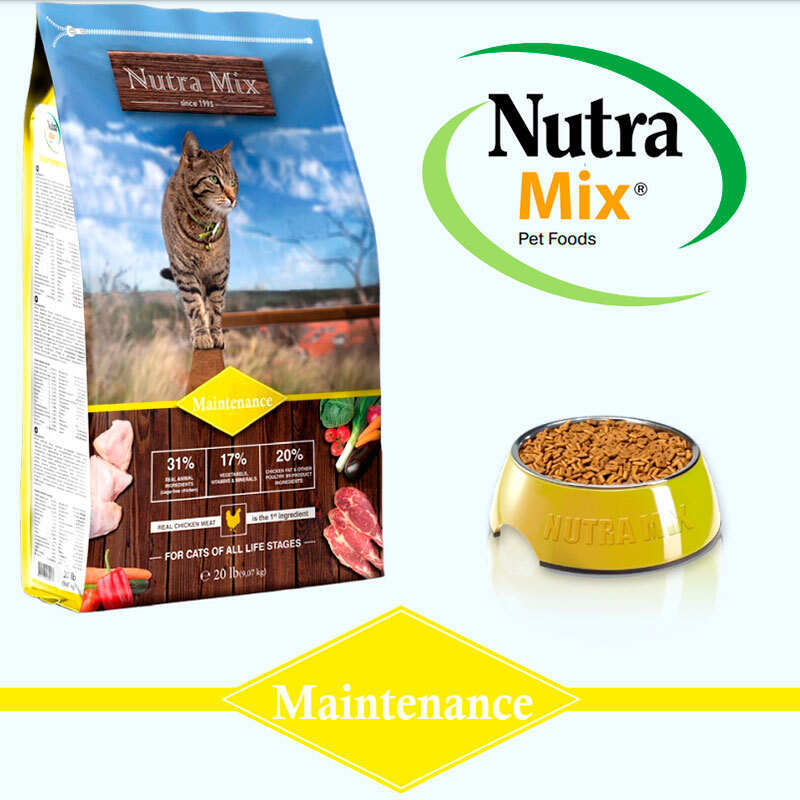 Nutra Mix (Нутра Микс) Maintenance Cat Formula - Сухой корм с курицей и кукурудзой для взрослых кошек со средней активностью (9,07 кг) в E-ZOO