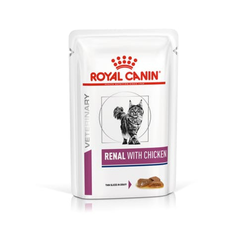 Royal Canin (Роял Канин) Renal with Chicken Feline - Консервированный корм с курицей для кошек при почечной недостаточности (кусочки в подливе)