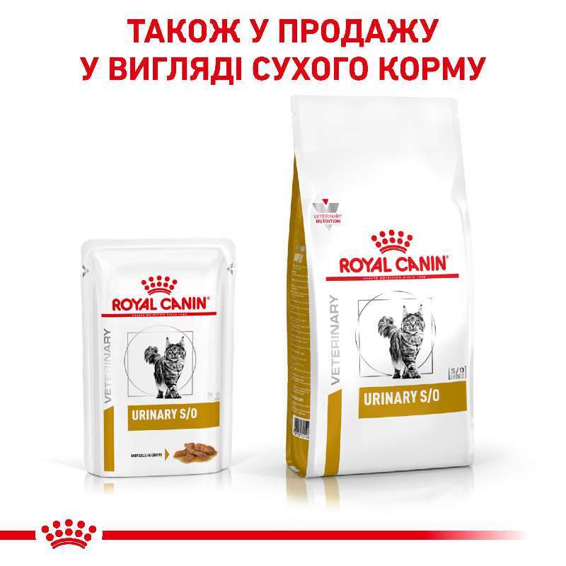 Royal Canin (Роял Канін) Urinary S/O - Консервований корм для котів при захворюваннях нижніх сечовивідних шляхів (шматочки в соусі) (85 г) в E-ZOO