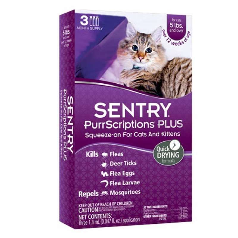 Sentry (Сентрі) PurrScriptions Plus - Протипаразитарні краплі для котів вагою від 2,2 кг від бліх, кліщів, гельмінтів, 1 піпетка (1 піпетка) в E-ZOO