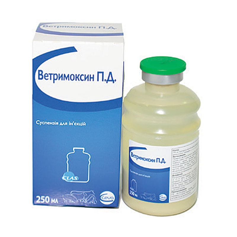 Ceva (Сева) Vetrimoxin Long Acting (Ветрімоксін п/д) - Антибактеріальний лікарський препарат (100 мл) в E-ZOO