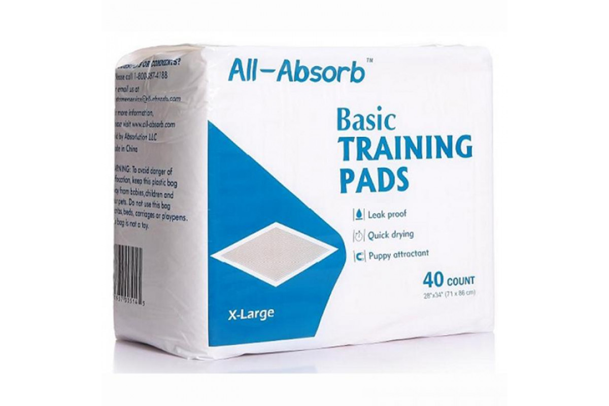 All-Absorb (Ол-Абсорб) Basic Training Pads X-Large - Пелюшки тренувальні для собак великих порід (86х71 см) (86х41 см / 40 шт.) в E-ZOO