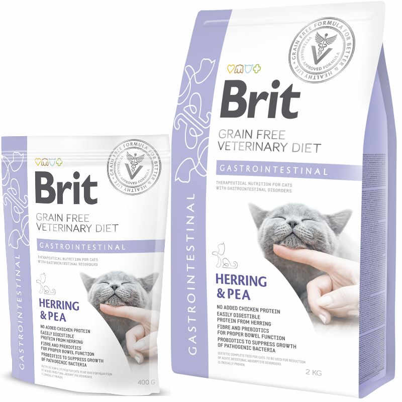 Brit GF Veterinary Diet (Брит Ветеринари Диет) Cat Gastrointestinal - Беззерновая диета при остром и хроническом гастроэнтерите с сельдью и горохом для кошек (2 кг) в E-ZOO