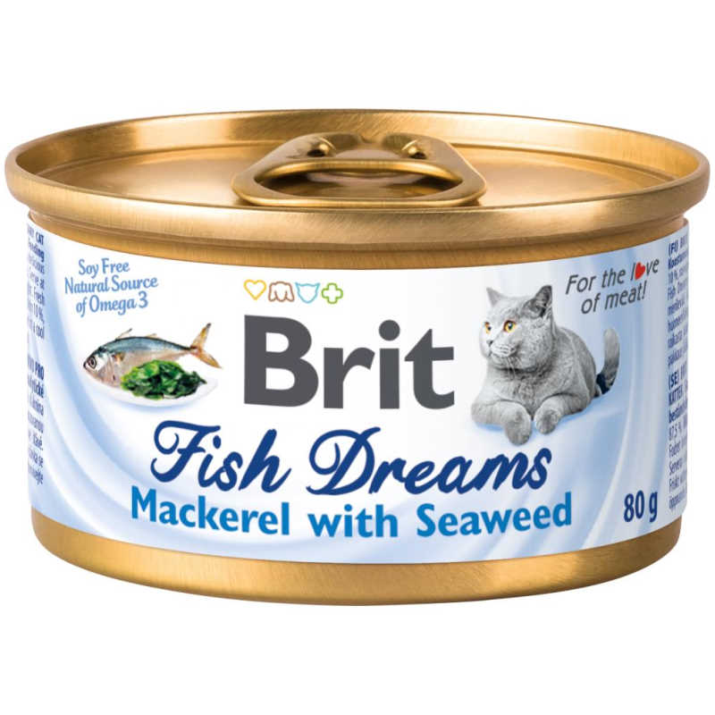 Brit (Брит) Fish Dreams Mackerel & Seaweed - Консервы со скумбрией и водорослями для кошек (80 г) в E-ZOO