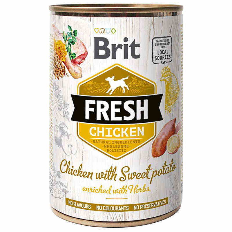 Brit (Брит) Fresh Chicken & Sweet Potato - Консервы с курицей и бататом для собак (400 г) в E-ZOO