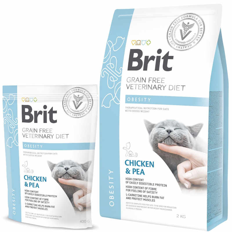 Brit GF Veterinary Diet (Бріт Ветерінарі Дієт) Cat Obesity - Беззернова дієта при надмірній вазі та ожирінні з куркою та горохом для котів (2 кг) в E-ZOO