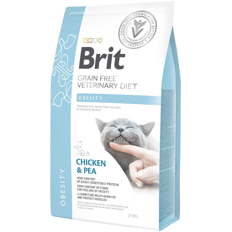 Brit GF Veterinary Diet (Бріт Ветерінарі Дієт) Cat Obesity - Беззернова дієта при надмірній вазі та ожирінні з куркою та горохом для котів (2 кг) в E-ZOO