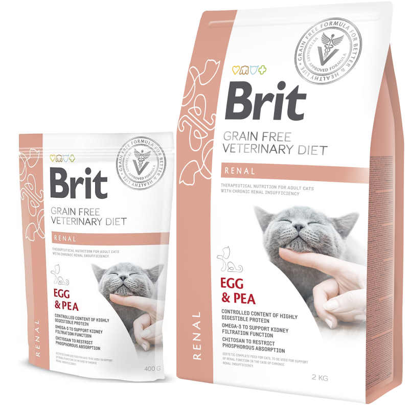 Brit GF Veterinary Diet (Брит Ветеринари Диет) Cat Renal - Беззерновая диета при хронической почечной недостаточности с яйцом и горохом для кошек (2 кг) в E-ZOO