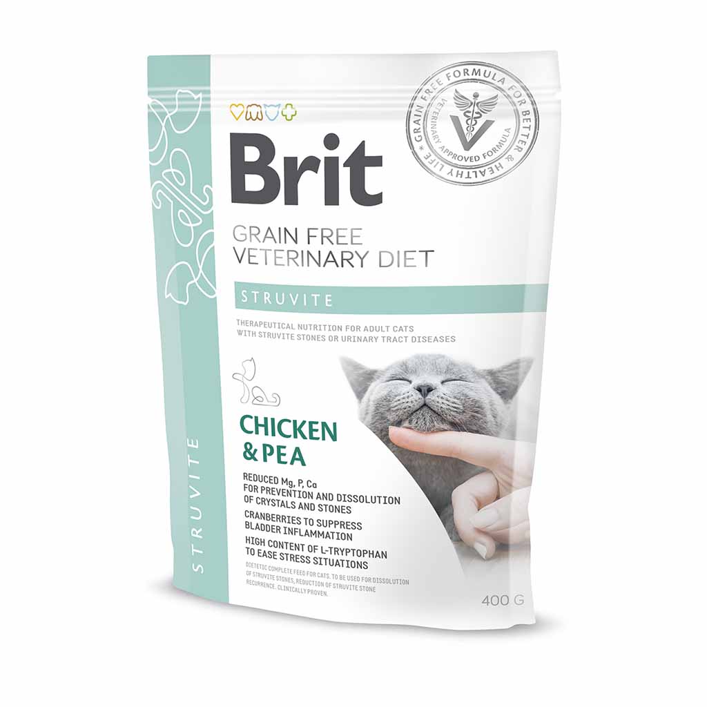 Brit GF Veterinary Diet (Бріт Ветерінарі Дієт) Cat Struvite - Беззернова дієта при струвитному типі сечокам'яної хвороби з куркою та горохом для котів (400 г) в E-ZOO