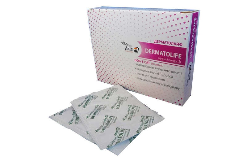 AnimAll VetLine (ЭнимАлл ВетЛайн) FitoLine Dermatolife - Таблетки Дерматолайф для собак и котов широкого спектра действия (60 шт./уп.) в E-ZOO
