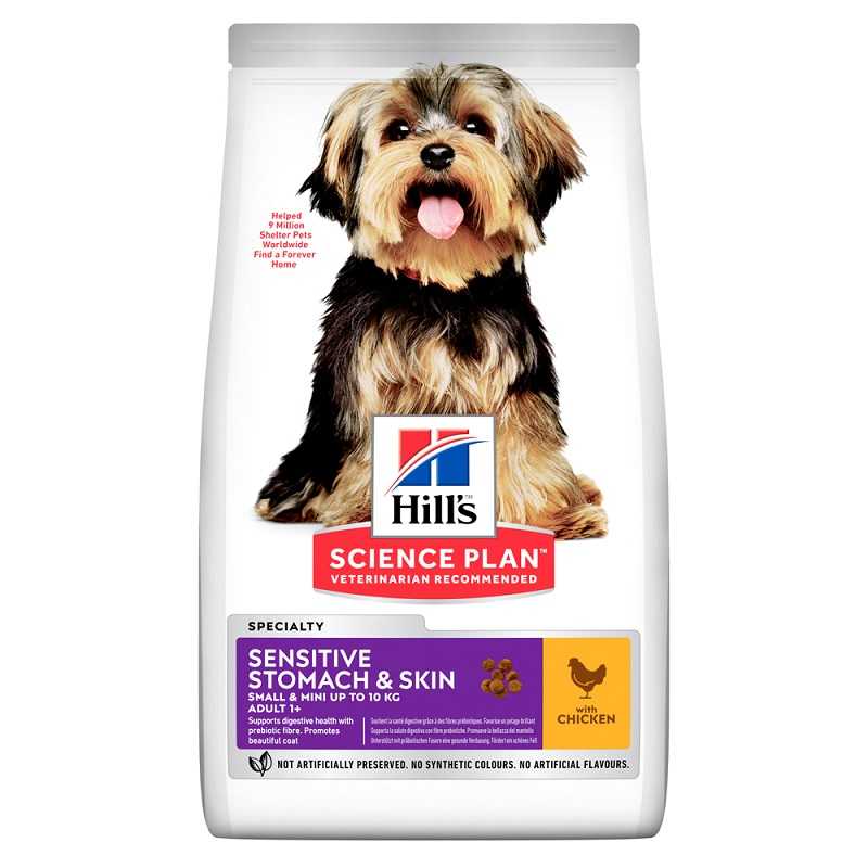Hill's (Хиллс) Science Plan Adult Sensitive Stomach & Skin Small & Mini with Chicken - Сухой корм с курицей для взрослых собак мелких и мини пород от 1 года (1,5 кг) в E-ZOO