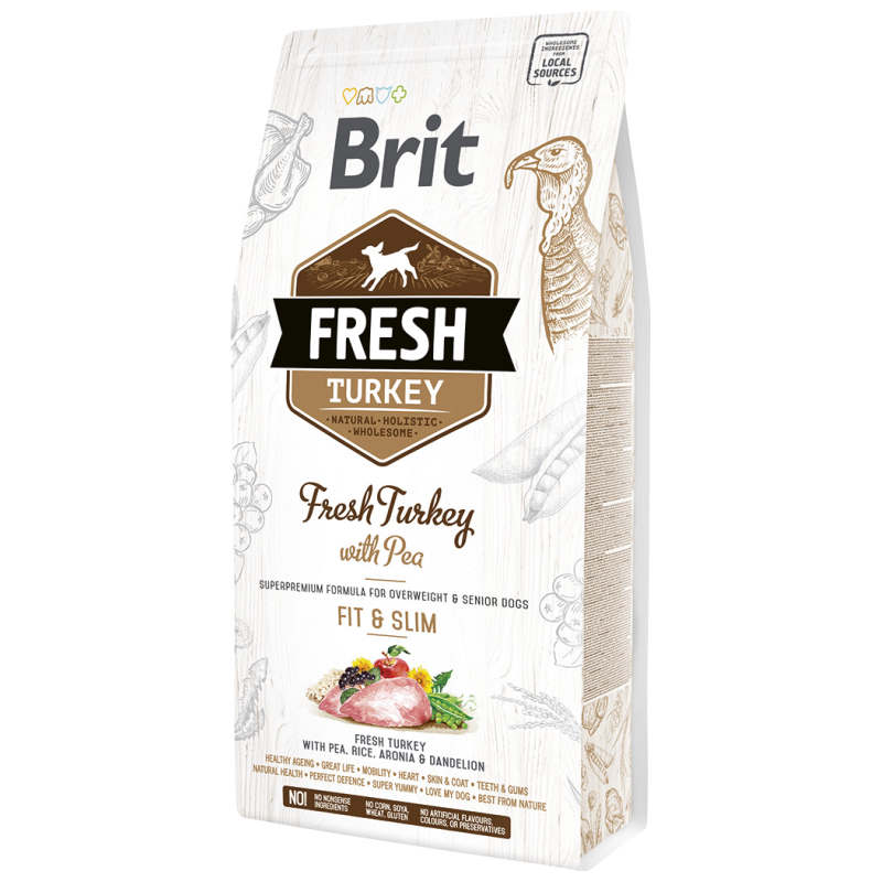 Brit (Брит) Fresh Turkey With Pea Light Fit Slim Adult - Сухой корм с индейкой и горошком для взрослых собак (2,5 кг) в E-ZOO
