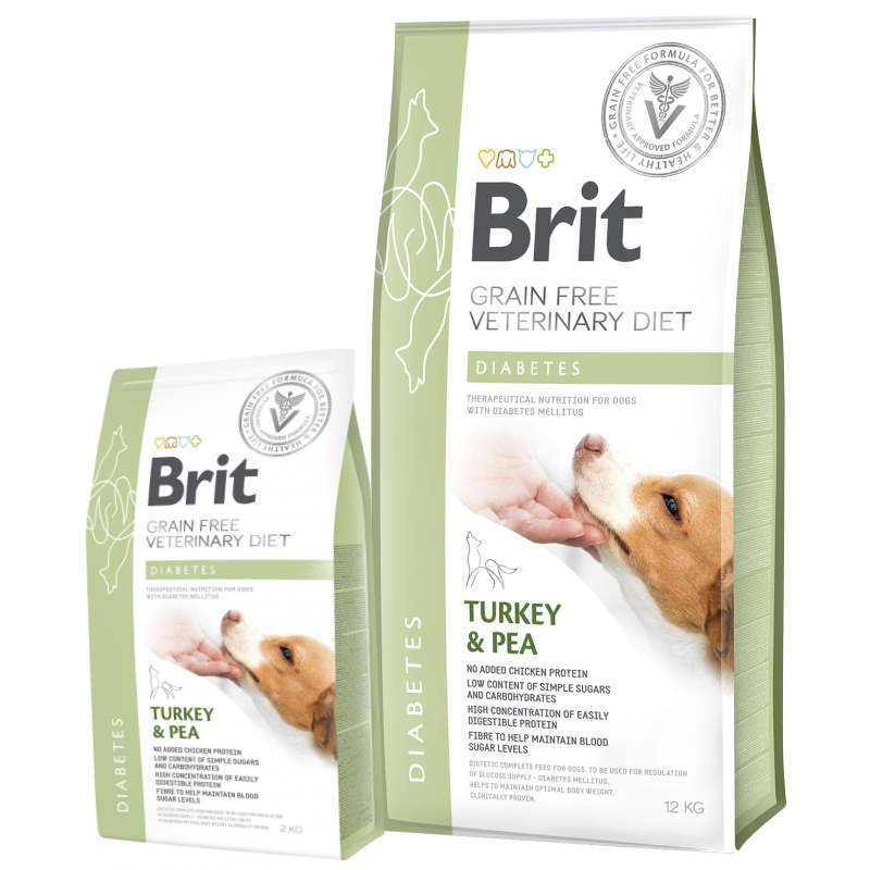 Brit GF Veterinary Diet (Бріт Ветерінарі Дієт) Dog Diabetes - Беззернова дієта при цукровому діабеті з індичкою та горохом для собак (2 кг) в E-ZOO