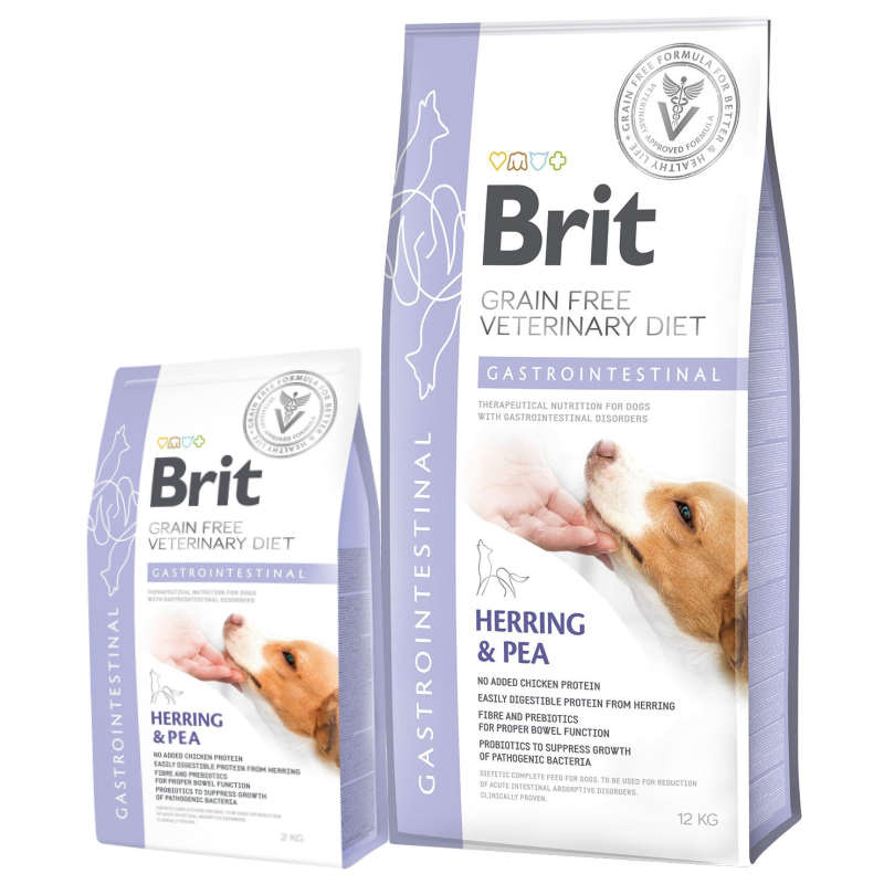 Brit GF Veterinary Diet (Бріт Ветерінарі Дієт) Dog Gastrointestinal - Беззернова дієта при порушеннях травлення з оселедцем, лососем, горохом для собак (2 кг) в E-ZOO