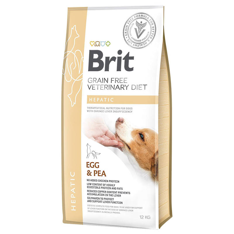 Brit GF Veterinary Diet (Брит Ветеринари Диет) Dog Hepatic - Беззерновая диета при болезни печени с яйцом, горохом, бататом и гречкой для собак (12 кг) в E-ZOO