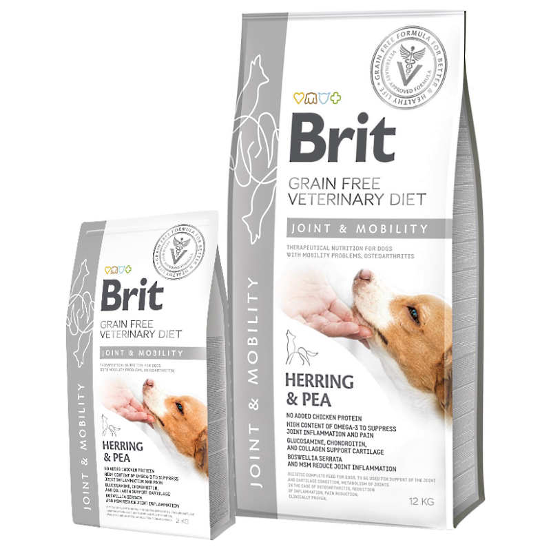 Brit GF Veterinary Diet (Брит Ветеринари Диет) Dog Mobility - Беззерновая диета при нарушении подвижности суставов с селедкой, лососем, горохом и гречкой для собак (2 кг) в E-ZOO