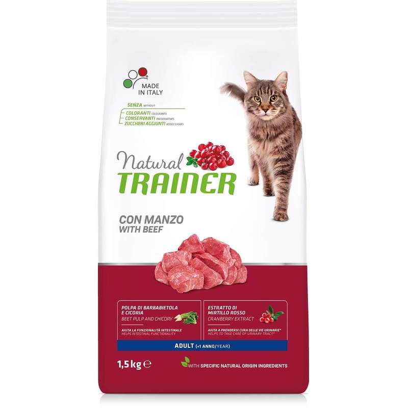 Trainer (Трейнер) Natural Super Premium Adult with Beef - Сухой корм с говядиной для взрослых котов (1,5 кг) в E-ZOO