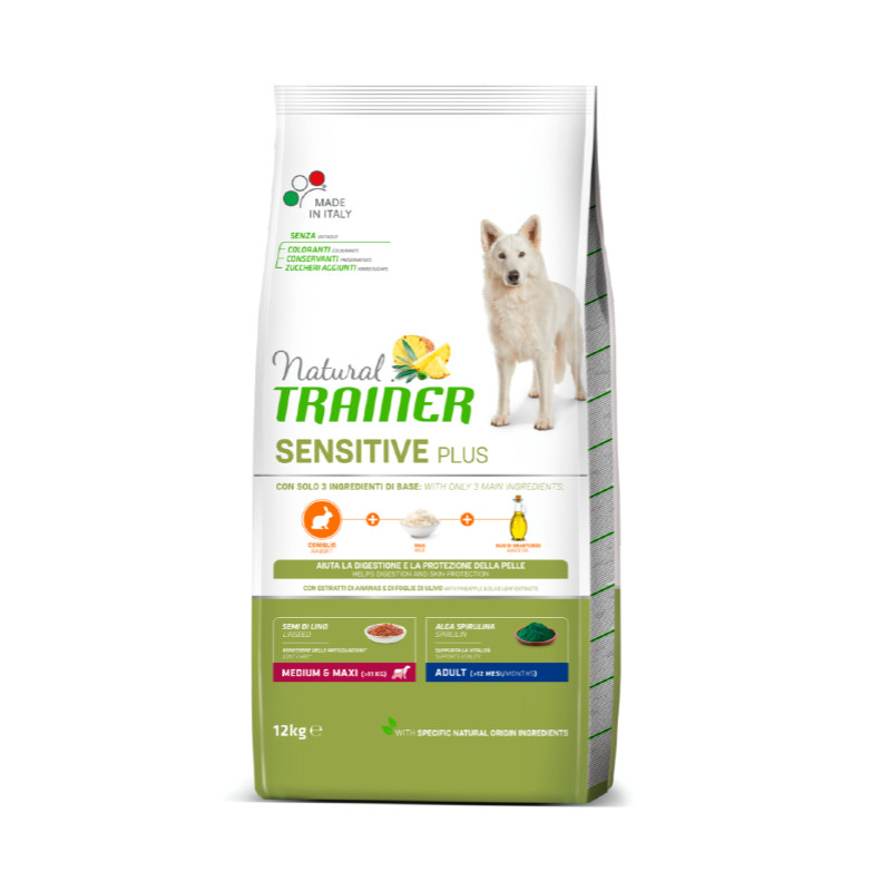 Trainer (Трейнер) Natural Sensitive Plus Adult Medium&Maxi With Rabbit - Сухой корм с кроликом для собак средних и крупных пород с чувствительным пищеварением (12 кг) в E-ZOO