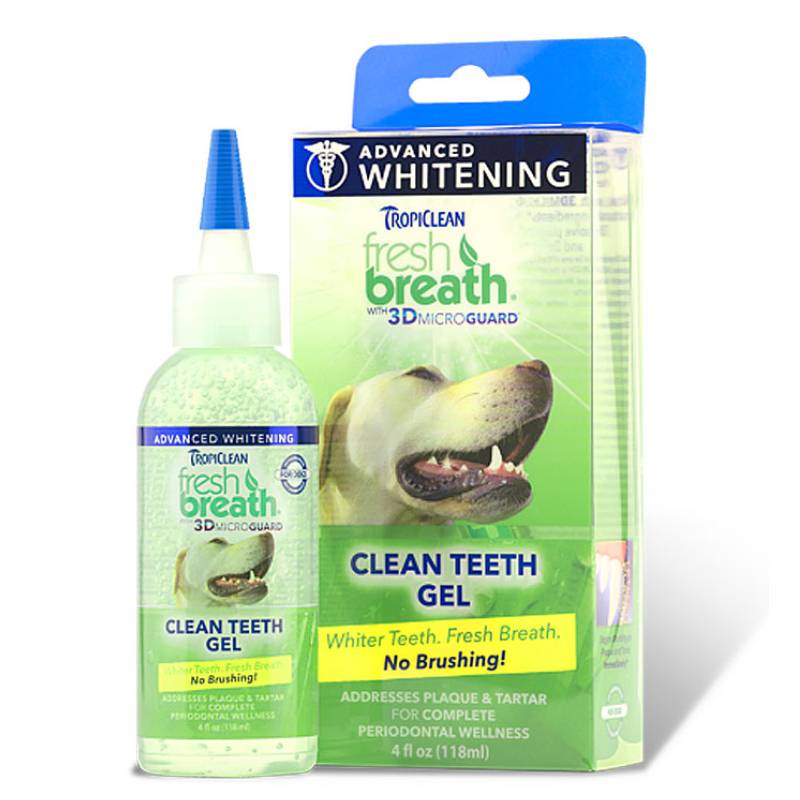 TropiClean (Тропиклин) Fresh Breath Advanced Whitening Gel - Отбеливающий гель для чистки зубов с экстрактом зеленого чая для собак (118 мл) в E-ZOO