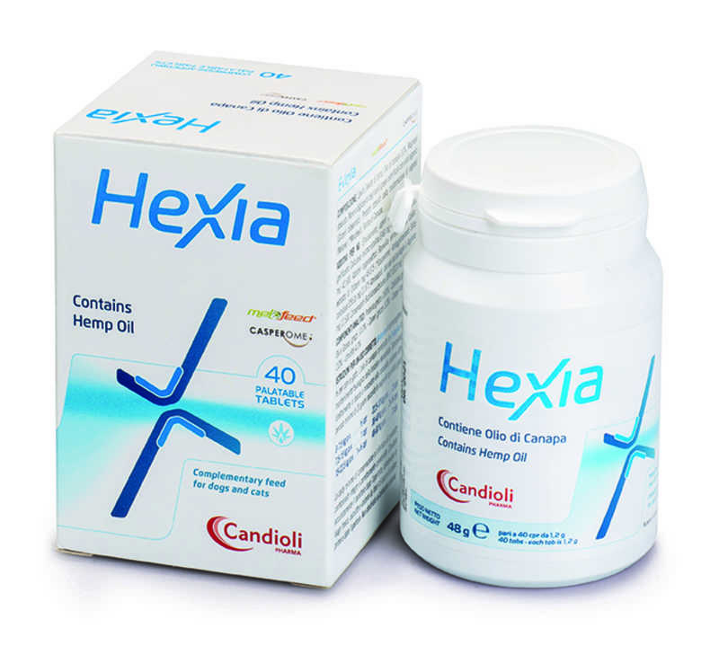 Candioli (Кандіолі) HEXIA contains Hemp oil - Знеболююча добавка Гексія з маслом конопель і екстрактом босвеллії для собак і котів (40 шт./уп.) в E-ZOO