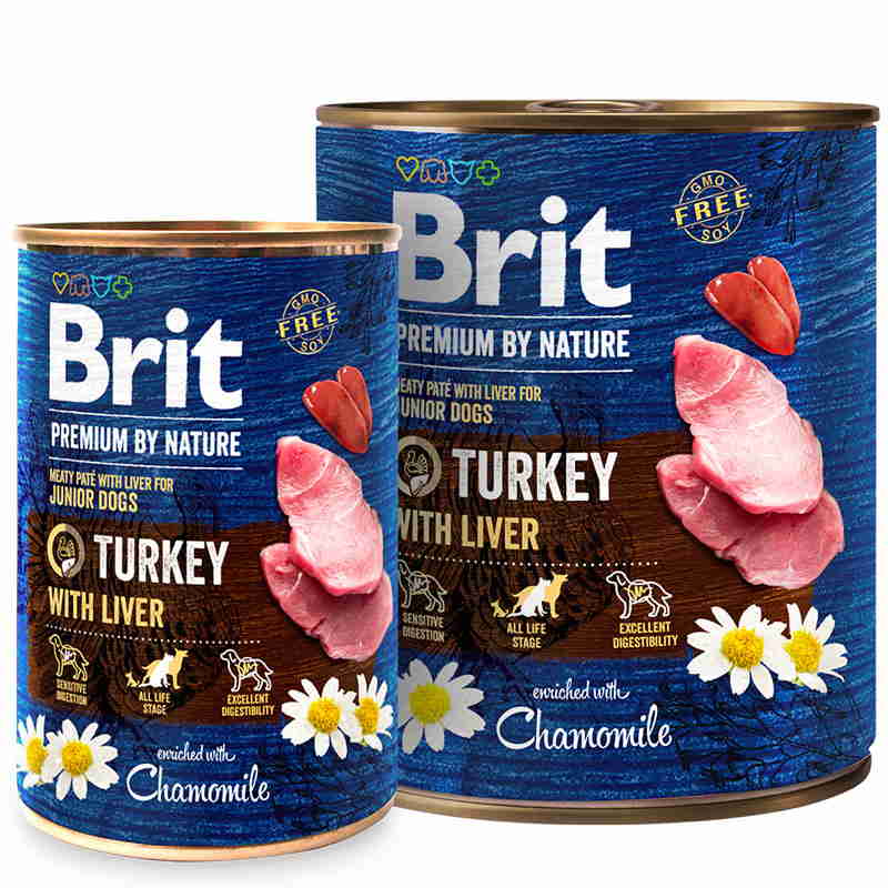Brit Premium (Брит Премиум) by Nature Turkey with Liver - Консервированный корм с индейкой и индюшиной печенью для молодых собак (паштет) (800 г) в E-ZOO